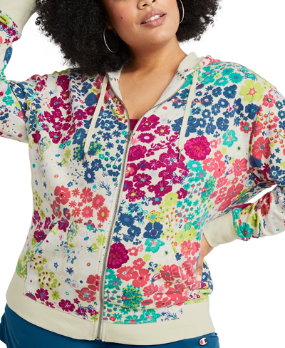 Champion Plus Size Campus Floral print French Terry Zip Hoodie In Flower Power Natural ModeSens