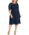 Kiyonna Luna Lace Dress In Blue