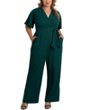 Kiyonna Plus Size Charisma Crepe Jumpsuit In Green