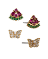 AVA NADRI WATERMELON AND SWEET BUTTERFLY STUD SET, 4 PIECES
