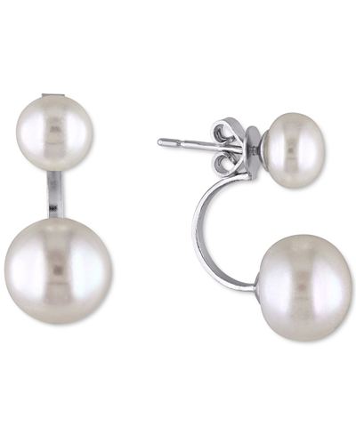 Macy's Cultured Freshwater Pearl (7 & 10-1/2mm) Earring Jackets In Sterling Silver