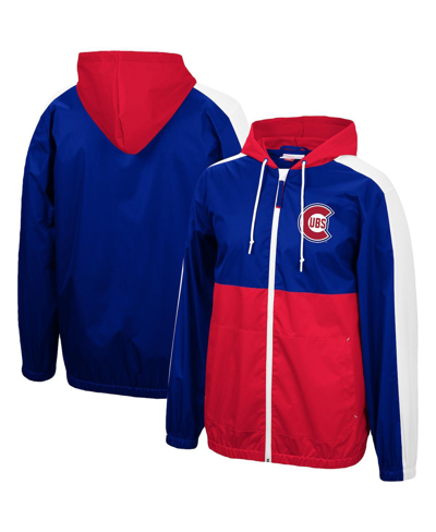 Mitchell & Ness Men's  Royal, Red Chicago Cubs Game Day Full-zip Windbreaker Hoodie Jacket In Royal,red