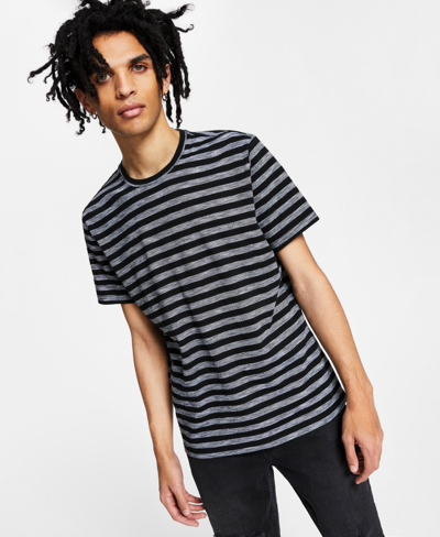 Inc International Concepts Men's Burnout Striped T-shirt, Created For Macy's In Deep Black