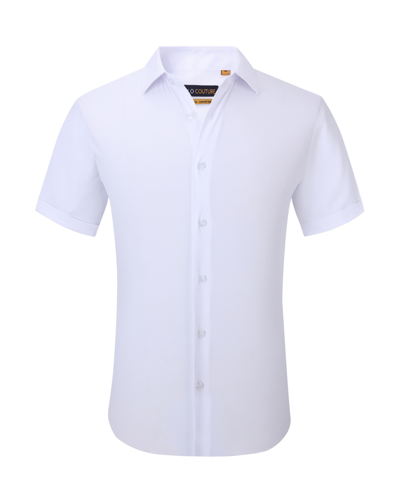 Suslo Couture Men's Slim Fit Performance Short Sleeves Solid Button Down Shirt In White