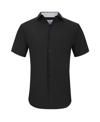 SUSLO COUTURE MEN'S SLIM FIT PERFORMANCE SHORT SLEEVES SOLID BUTTON DOWN SHIRT