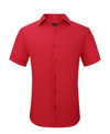 Suslo Couture Men's Slim Fit Performance Short Sleeves Solid Button Down Shirt In Red