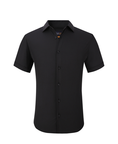 Suslo Couture Men's Slim Fit Performance Short Sleeves Solid Button Down Shirt In Black