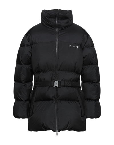 Off-white Hands Off Belted Puffer Down Jacket In Black