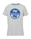 North Sails Sleek Gray Cotton T-shirt With Iconic Print In Grey