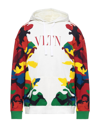 Valentino Vltn Cotton-blend Jersey Hooded Sweatshirt In White