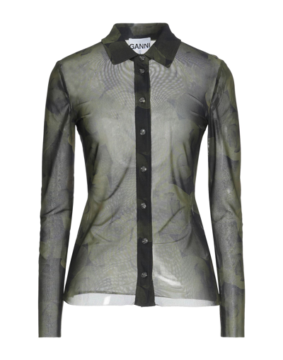 Ganni Shirts In Military Green