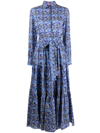 La Doublej Bellini Tiered Printed Cotton-voile Maxi Shirt Dress In Conchiglie