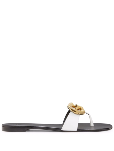 Giuseppe Zanotti Lyra Zali Embellished Thong Sandals In Weiss