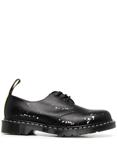 Dr. Martens Neighborhood 1461 Paint-splattered Leather Derby Shoes In Black