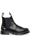 Dr. Martens Neighborhood 2976 Paint-splattered Leather Chelsea Boots In Black