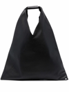 Mm6 Maison Margiela Black Faux-leather Medium Triangle Tote In Schwarz