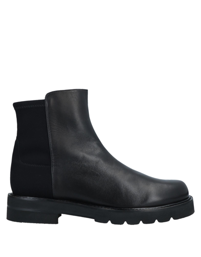 Stuart Weitzman Woman Ankle Boots Black Size 7 Leather, Textile Fibers