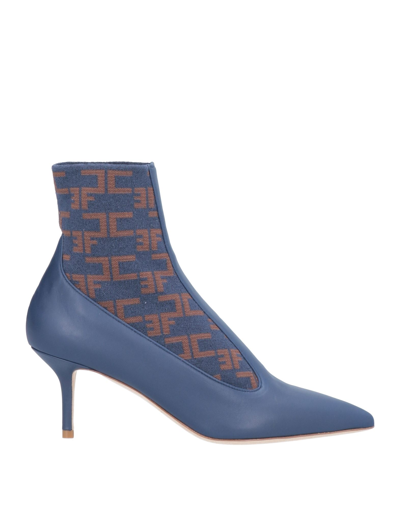 Elisabetta Franchi Ankle Boots In Dark Blue