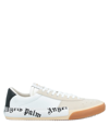 Palm Angels Men's Typographic Mix-leather Low-top Sneakers In Beige