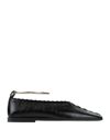 Jil Sander Black Whipstitch Anklet Ballerina Flats In Black