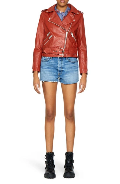 Walter Baker Allison Leather Moto Jacket In Chili