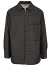 Valentino V Optical Quilted Nylon Shirt Jacket In Verde