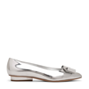 Ferragamo Women's Viva Metallic Leather Flats In Silver