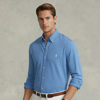Polo Ralph Lauren Featherweight Mesh Shirt In Soft Royal Heather