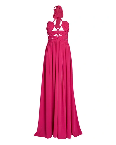 Ronny Kobo Ally Cut-out Halterneck Gown In Pink