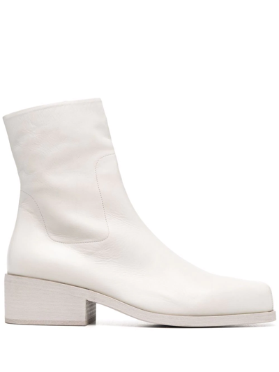 Marsèll Square-toe Block-heel Boots In White