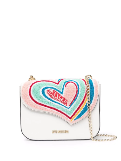 Love Moschino Heart Flap Shoulder Bag In White