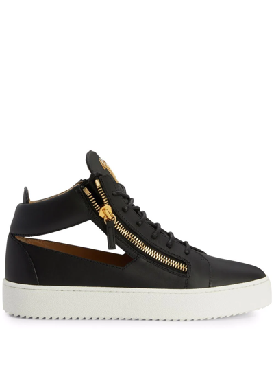 Giuseppe Zanotti Kriss Cut-out Leather Sneakers In Black