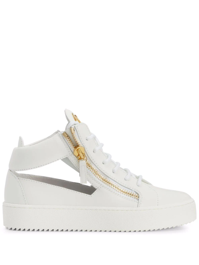 Giuseppe Zanotti Kriss Cut-out Leather Sneakers In White