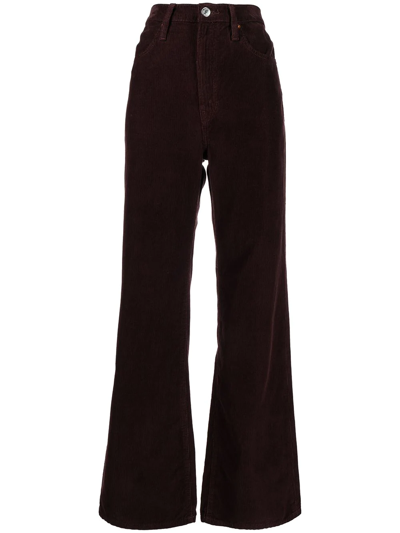 Re/done High-rise Flared Corduroy Trousers In Braun