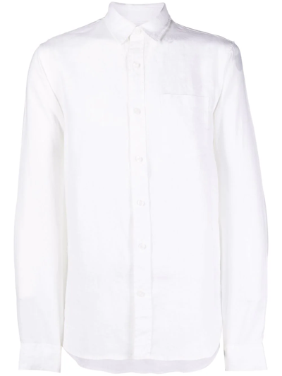 Vince Long-sleeve Linen Shirt In Nocolor
