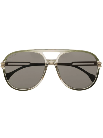 Gucci Gg1104 Aviator Sunglasses In Green