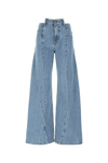 Maison Margiela High-waisted Cut-out Jeans With Wide Leg Silhouette In Blue