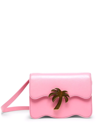 Palm Angels Mini Palm Beach Leather Shoulder Bag In Розовый