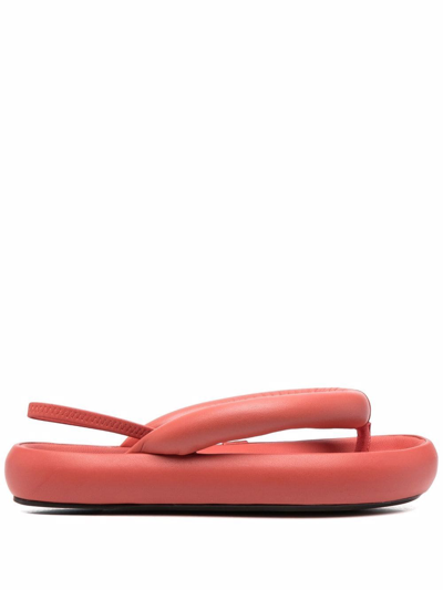 Isabel Marant Orene Leather Puff Thong Sandals In Red