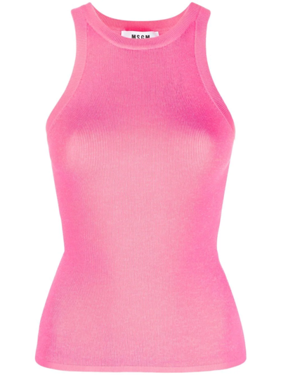 Msgm Ribbed-knit Sleeveless Top In Rosa