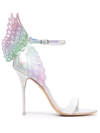 Sophia Webster Silver Iridescent Evangeline Heeled Sandals In Silber
