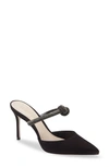 Schutz Pearl Crystal-embellished Suede Mules In Black Nubuck