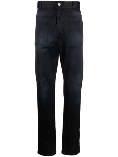 Diesel Embroidered-logo Slim-cut Trousers In Blue