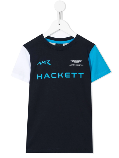 Hackett Kids' Logo-print Crew Neck T-shirt In Blue