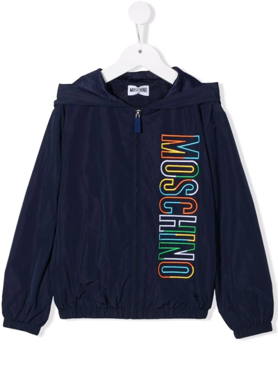 Moschino Kids' Embroidered-logo Jacket In Blue