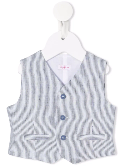 Il Gufo Babies' V-neck Button-up Waistcoat In Blue