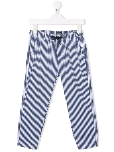 Il Gufo Kids' Drawstring Striped Trousers In White
