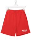 Msgm Cotton Shorts With Logo In Red