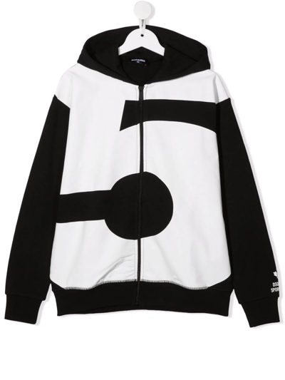 Dsquared2 Kids' 5-print Hooded Jacket In Black