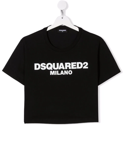 Dsquared2 Teen Logo-print Short-sleeve T-shirt In Black